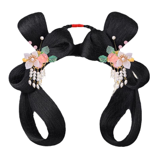 儿童汉服头饰假发包女童唐式风盘发发髻古装假发女孩古风发饰全套