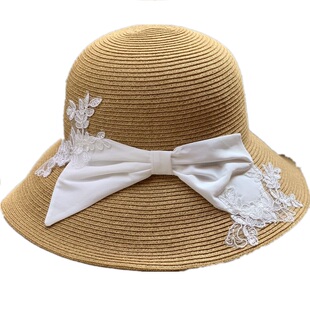 出口外贸日系新款细致材料夏天百搭蕾丝防晒遮阳太阳帽女帽草帽子