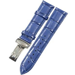 卡西欧表带蓝色真皮手表皮带EFR552 526 EFB670 MTP1374 1375男款