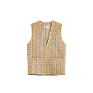 ICE DUST【金色短款小香风外套 马甲】设计师品牌 no退可换