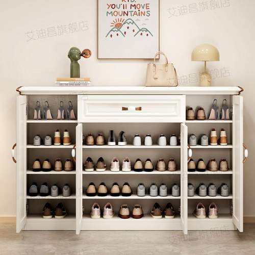 奶油白全铝合金鞋柜家用门口别墅户外防晒大容量储物柜杂物柜环保