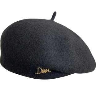 羊毛定型贝雷帽女秋冬韩版金属装饰显脸小时尚气质百搭毛呢画家帽