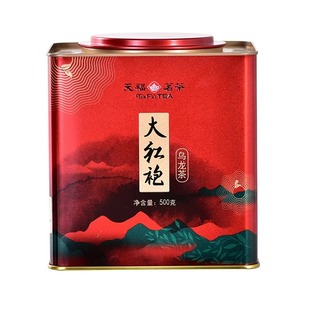 天福茗茶 武夷山大红袍 茶叶乌龙茶桶装大铁罐装散茶500g