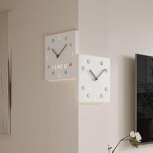 2025新款现代客厅挂钟家用转角简约餐厅装饰钟表双面时钟静音挂表