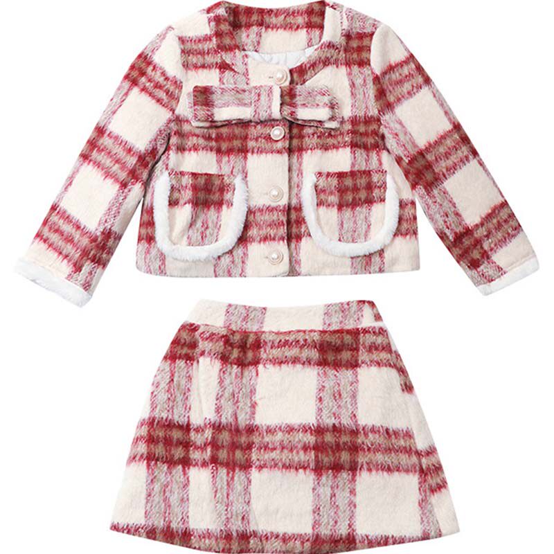 女童秋冬套装加厚红色拜年服