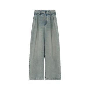 【多种洗水】Unvesno(UN)25春夏复古浅蓝怀旧慵懒阔腿弯刀牛仔裤