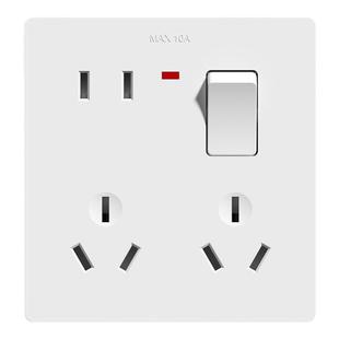 86型家用一开八孔开关插座面板1开8孔带开关空调热水器16A大功率