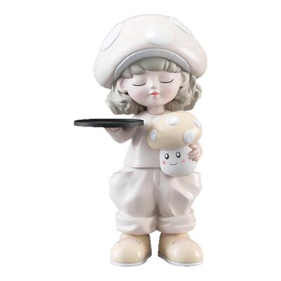 厚牧可爱女孩客厅托盘装饰摆件