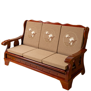 中式实木沙发坐垫带靠背一体红木沙发垫子加厚海绵垫老式木沙发垫