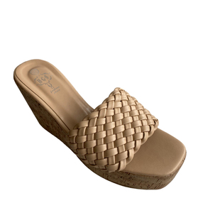 时尚高跟编织白色鱼嘴拖鞋女夏季新款外穿松糕厚底防水台坡跟凉鞋