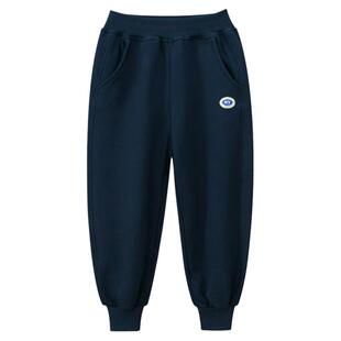 秋冬季童裤厚款不加绒儿童运动纯棉卫裤中大童纯色学生宽松长裤子