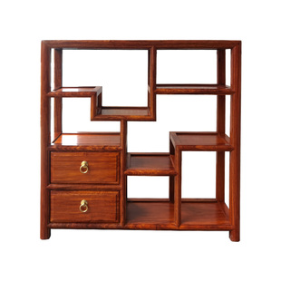 刺猬紫檀桌面博古架实木中式小多宝阁带抽收纳展示架花梨木置物架