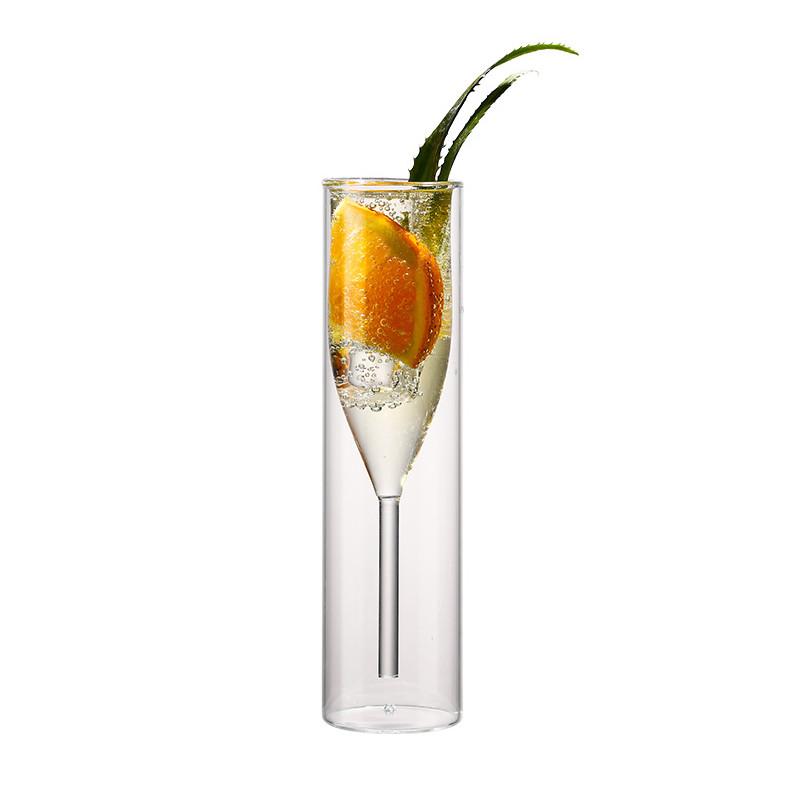 法式ins风玻璃双层香槟杯
