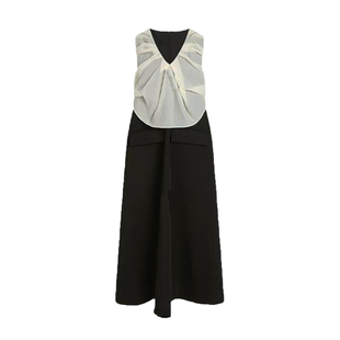 LeoMami高级感孕妇装夏季背心连衣裙气质叠折罩纱设计感拼接裙子