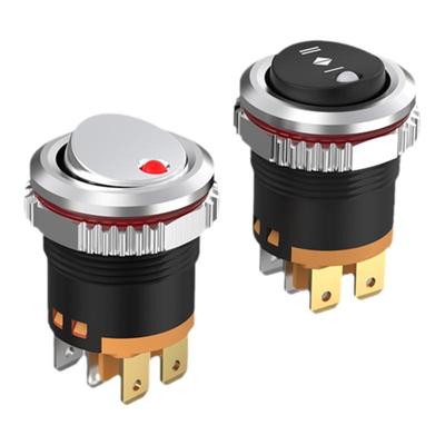 蓝波LANBOO金属船型按钮开关CX20两档三挡多色发光多色面板5-220V