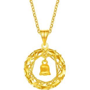 周六福5G黄金吊坠计价铃铛车花绕线铃兰花挂件送女友新年礼物