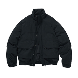 714street多口袋半高领防风棉服男2025冬季宽松防水工装棉衣外套