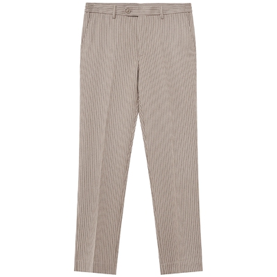 JDV商场同款浅咖色条纹正装西裤