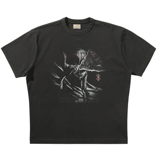 230G“烙印战士”复古做旧水洗格里菲斯GriffithT恤 MBBCAR窄幅