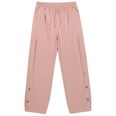 GUUKA加绒加厚粉色直筒卫裤