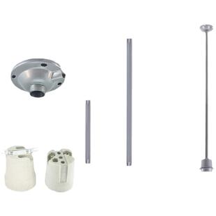 配件工矿加长灯座 DIY吊杆壁灯罩 灯头大小三通4分管杆金属延长管