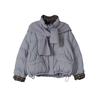 ENJOYME商场同款针织围巾帽子羽绒服女2025冬季加厚白鸭绒面包服