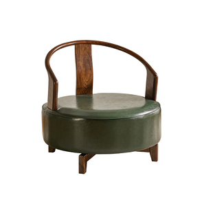家逸实木旋转圈椅沙发椅软包加宽凳子懒人沙发单人靠背椅凳