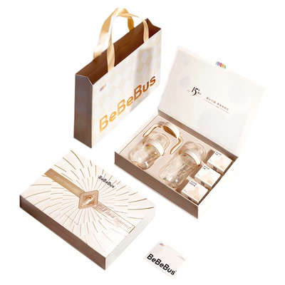 BeBeBus钻光奶瓶礼盒装ppsu新生婴儿歪头防胀气呛奶0-3-6个月以上