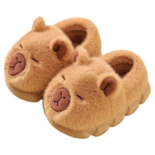 红豆卡皮巴拉儿童棉拖鞋男女童包跟冬家居室内宝宝毛绒保暖亲子鞋