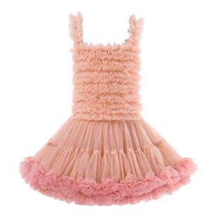 女童夏季甜美洋气凸凸裙女宝宝可爱生日礼服蓬蓬裙柔软网纱吊带裙