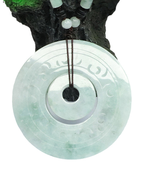 天然缅甸A货翡翠子母扣吊坠仿古平安扣挂件简约大气男女饰品礼品