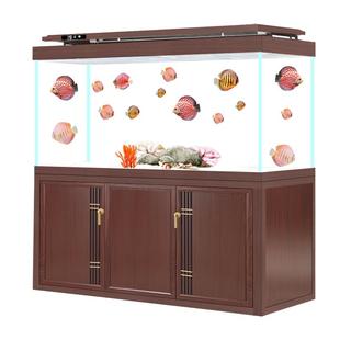 缸内无管件底滤鱼缸卓客厅大型家用宁无管道屏风隔断超白龙鱼缸