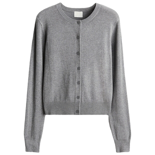 HM女装毛针织衫春季短款开衫内搭打底衫针织外套0579541
