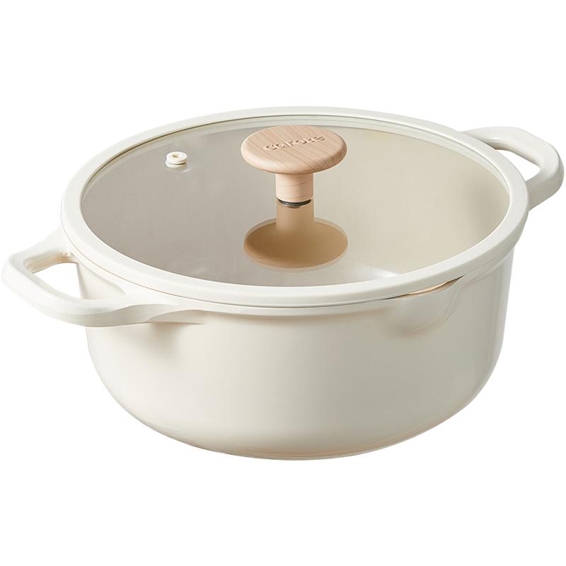 卡罗特钛陶瓷不粘汤锅炖锅家用奶锅泡面煎炒蒸煮一体电磁炉燃气灶