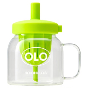 HOLOHOLO玻璃杯可榨汁茶水分离水杯子女耐高温高硼硅吸管杯大容量