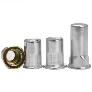 304不锈钢拉铆螺母圆平头拉母六角盲孔铆接螺帽M3M4M5M6M8M10-M12