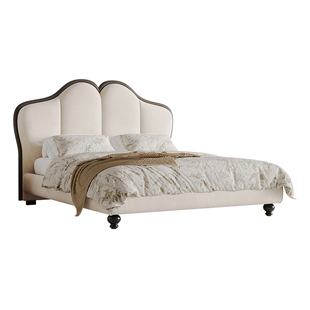 大司马 法式奶油风床主卧双人大床1.5米现代简约蝴蝶科技布艺床