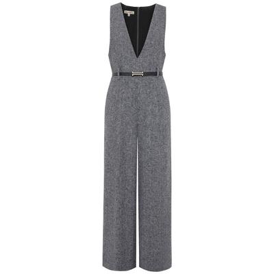 BBLLUUEE/粉蓝衣橱2025秋冬新款绵羊毛高奢通勤女士深V毛呢连体裤