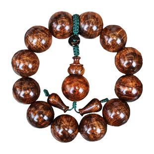 真品海南黄花梨油梨老料佛珠20mm手串男女款爆满水波纹精品收藏级