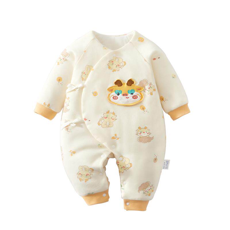 小聪熊新生婴儿衣服夹棉连体衣冬