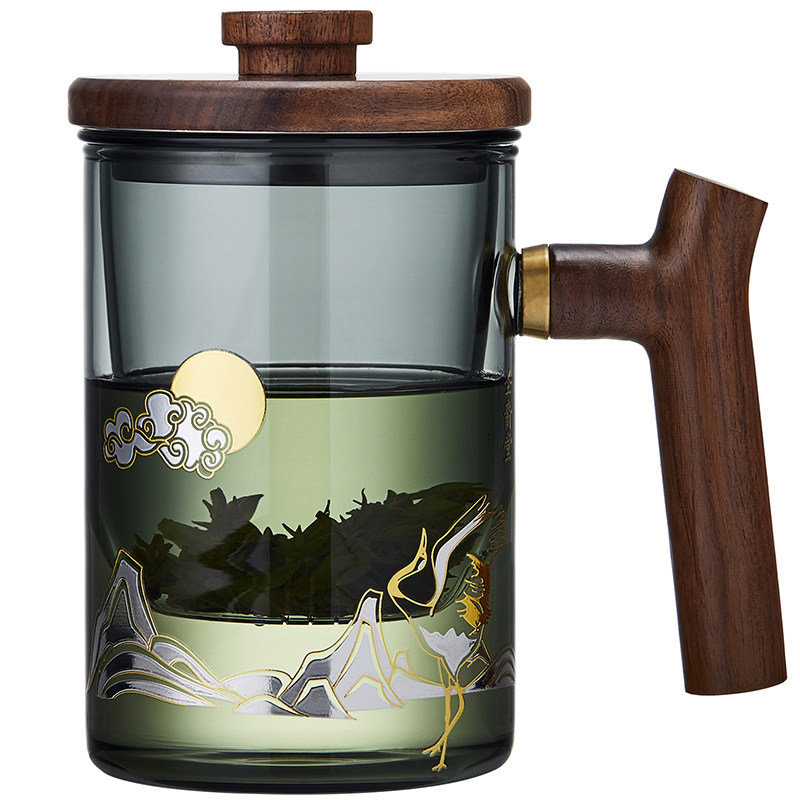 圣裔堂耐热玻璃办公中式手工茶杯