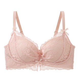 六只兔子蕾丝内衣女性感聚拢显大透气软支撑侧收副乳甜美风文胸罩