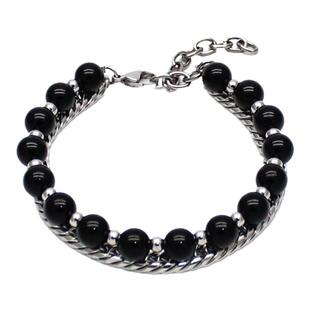 DEMON TEARS 国潮小众设计钛钢双层黑玛瑙珍珠手链男女夏情侣手饰
