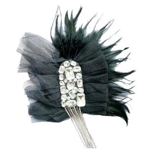 原创舞台演出夸张男女主持肩章奢华羽毛钻石胸针胸花拍照夜场肩章