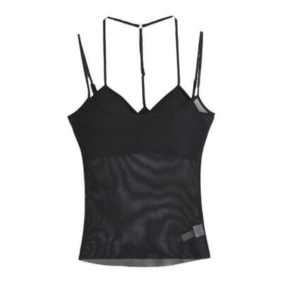 Lovedeath黑色网纱带胸垫吊带