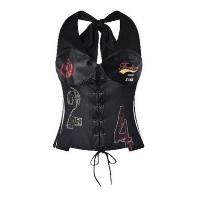 24ans【迪丽热巴同款】挂脖印花不对称可调节透气球衣吊带背心