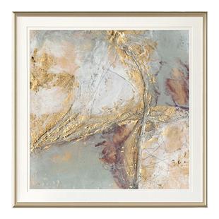 现代简约美式客厅沙发背景画玄关挂画卧室壁画简美流彩金箔抽象画