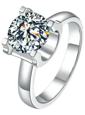 D色莫桑石单钻牛头戒指