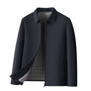 [可机洗抗皱]梦特娇男士翻领夹克秋季商务行政中年外套防风免烫C