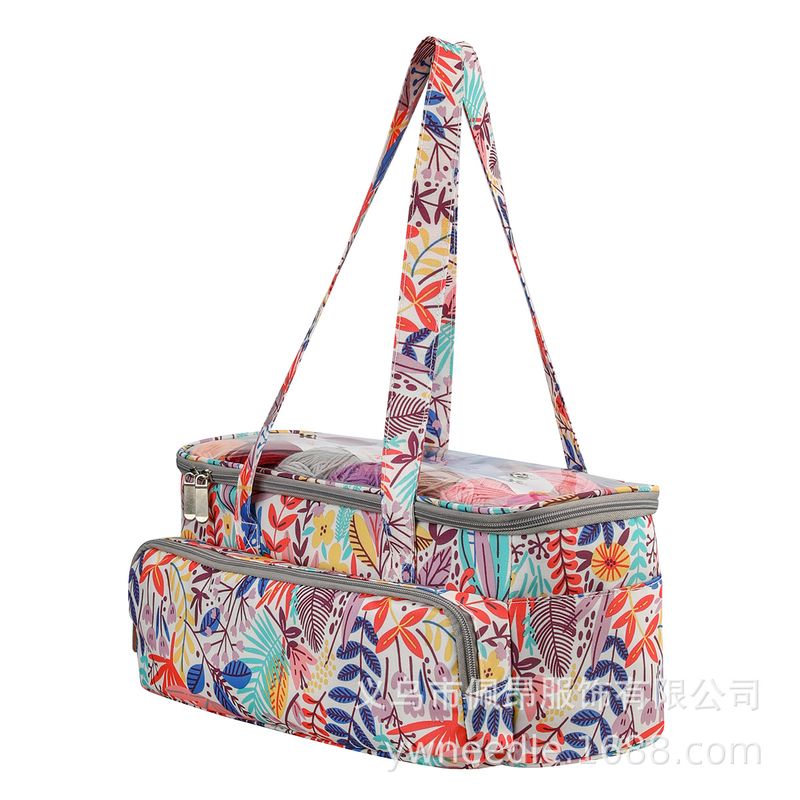 跨境专供家用600D牛津布蓝色肩带方形包包树叶收纳批发带厂家毛线